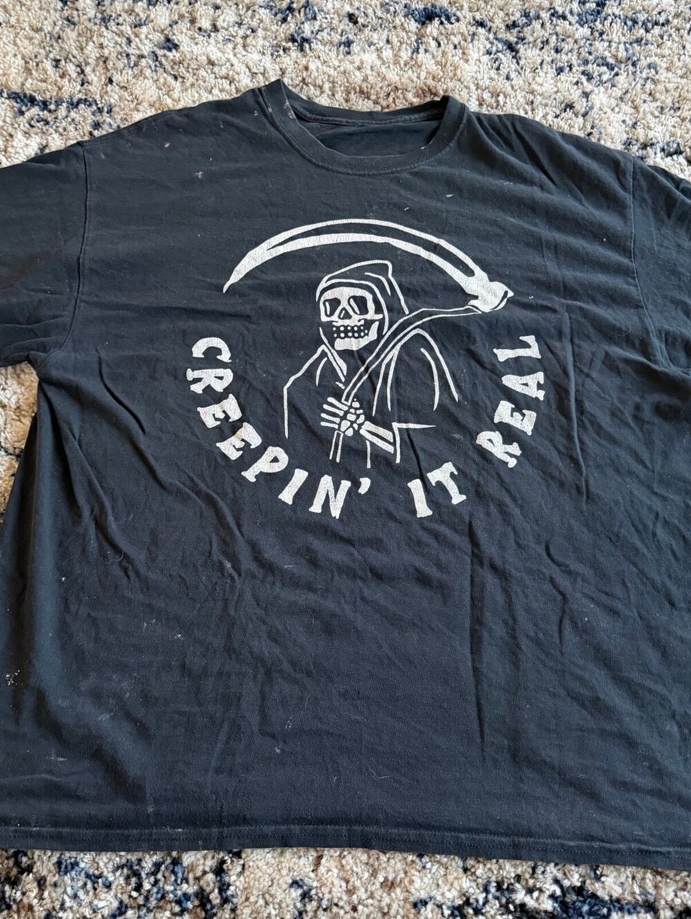 Creepin' It Real Grim Reaper Graphic Tee Black Skeleton Shirt 2X